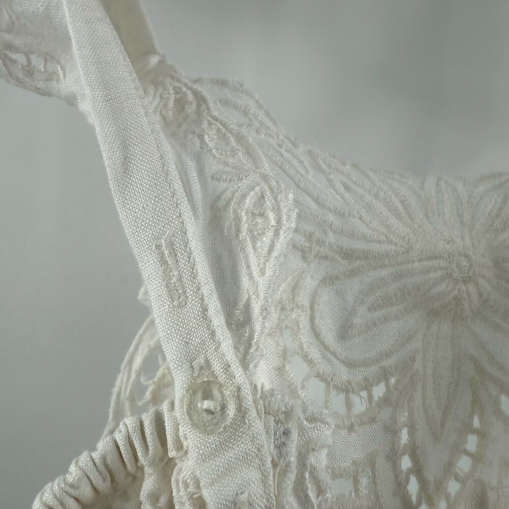 BY ANTHROPOLOGIE Jumpsuit SZ Extra Small NWT Linen Blend Ivory Eyelet Floral - Picture 12 of 16